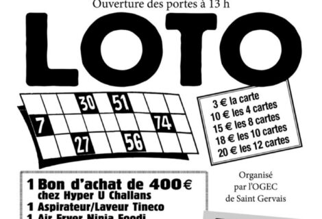 LOTO OGEC DIMANCHE 09 FÉVRIER