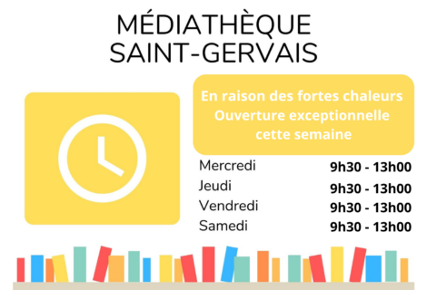 HORAIRES EXCEPTIONNELLES MÉDIATHÈQUE JUSQU&rsquo;AU 30 MAI