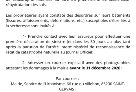 DEMANDE DE RECONNAISSANCE DE L’ÉTAT DE CATASTROPHE NATURELLE DEMANDE DE RECONNAISSANCE DE L’ÉTAT DE CATASTROPHE NATURELLE