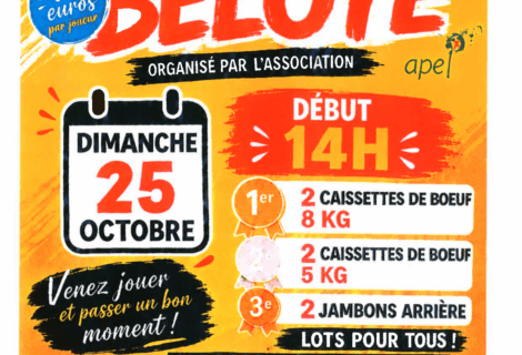 CONCOURS DE BELOTE – DIMANCHE 25 OCTOBRE